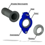 Переход стальной трубы на резиновый шланг Ду50 Ру1.6МПа с клином — изображение 2